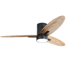 Load image into Gallery viewer, Flush Mount Ceiling Fan With Light And Remote Control, 3 Blades, Reversible DC Motor - Black
