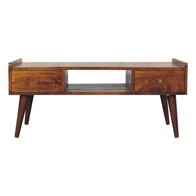 Solid Wood Enclosed Open Storage TV Stand (719195) - Brown