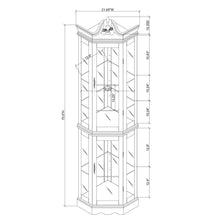 Load image into Gallery viewer, Corner Curio Cabinet With Lights, Adjustable Tempered Glass Shelves, Display Cabinet (E26 Light Bulb Not Included) - Mirrored / Walnut
