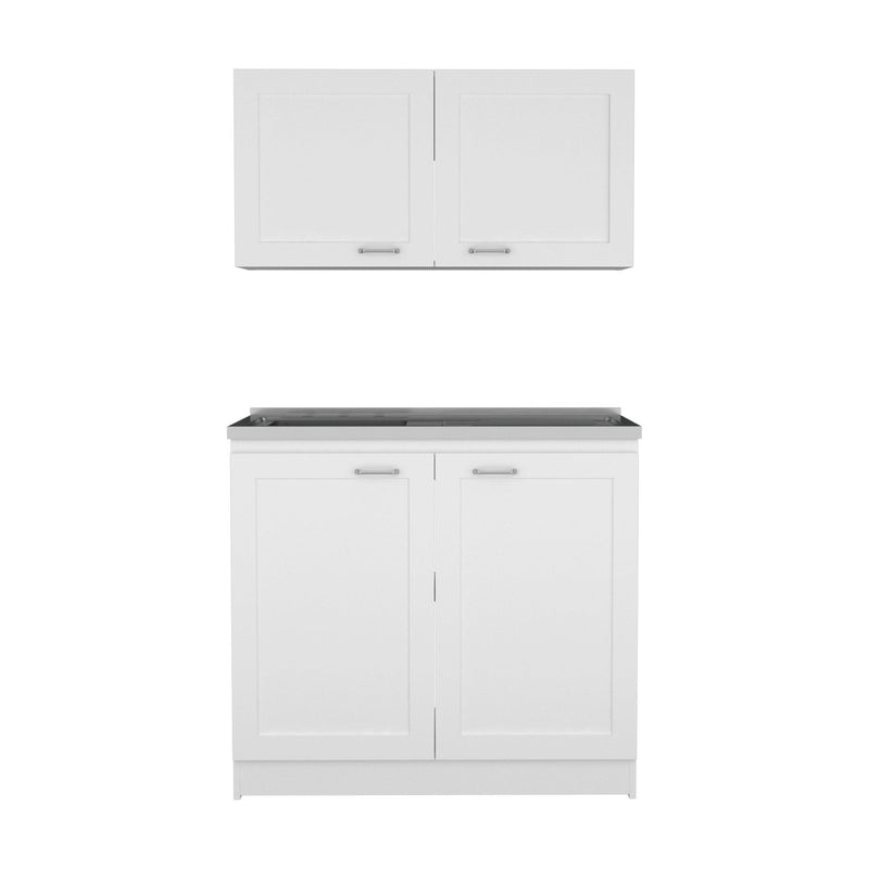 42" Wood Accent Cabinet Set With Four Doors - Black And White