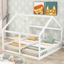 Load image into Gallery viewer, House Platform Beds, 2 Shared Beds, Metal Frame With Guardrails
