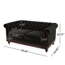 Load image into Gallery viewer, Chesterfield Velvet Loveseat Sofa, 2 Person Rolled Arm Upholstered Couch
