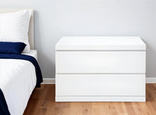 Load image into Gallery viewer, Two Drawer Glossy Finish Nightstand - White
