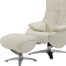 Load image into Gallery viewer, Tufted Genuine Leather Manual Swivel Recliner With Ottoman (730549) - White

