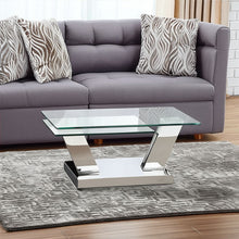 Load image into Gallery viewer, 32" Glass And Stainless Steel Floor Shelf Coffee Table - Clear And Silver
