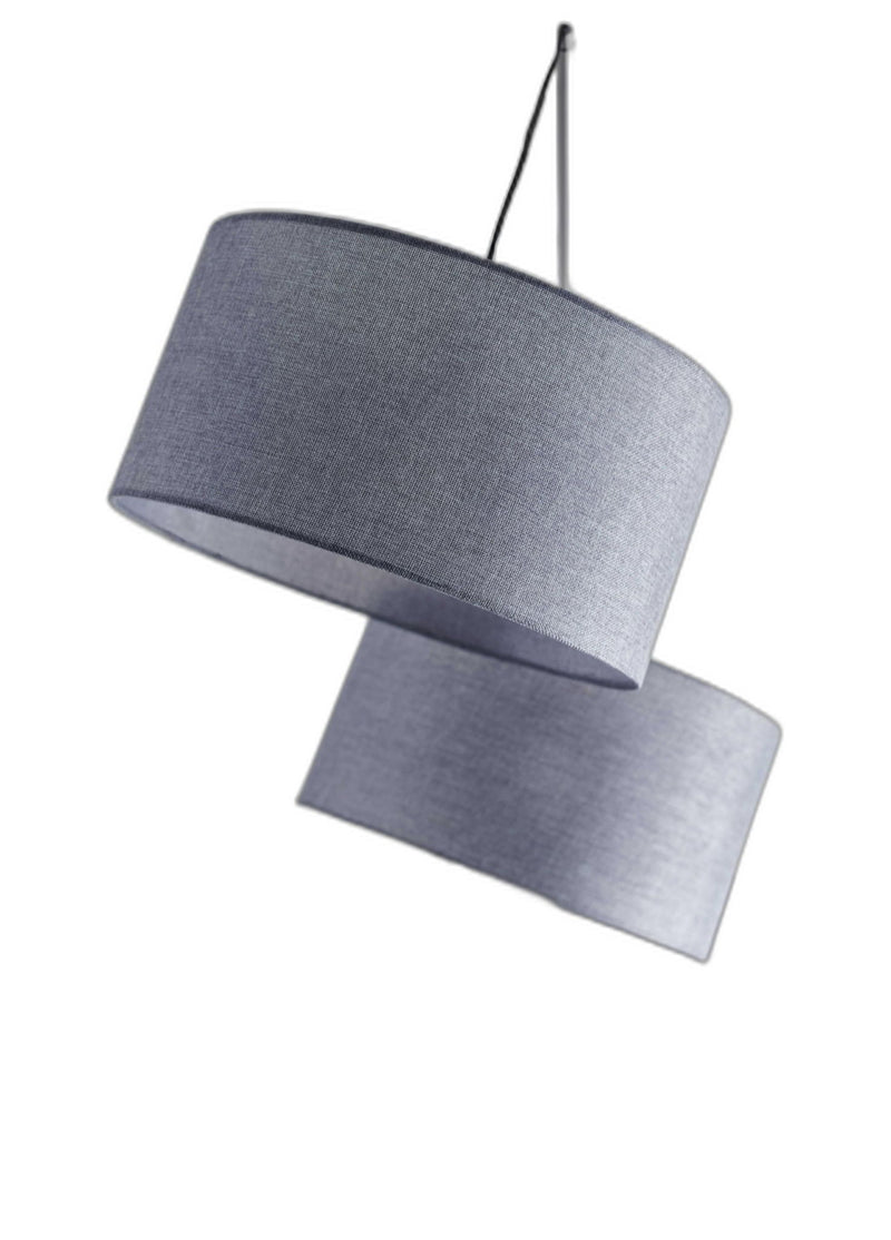 Three Light Tree Floor Lamp With Gray Solid Color Drum Shade - Black