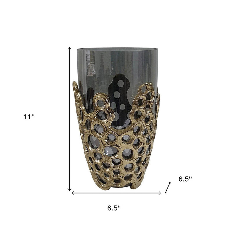 Geo Circles Table Vase - Black / Gold