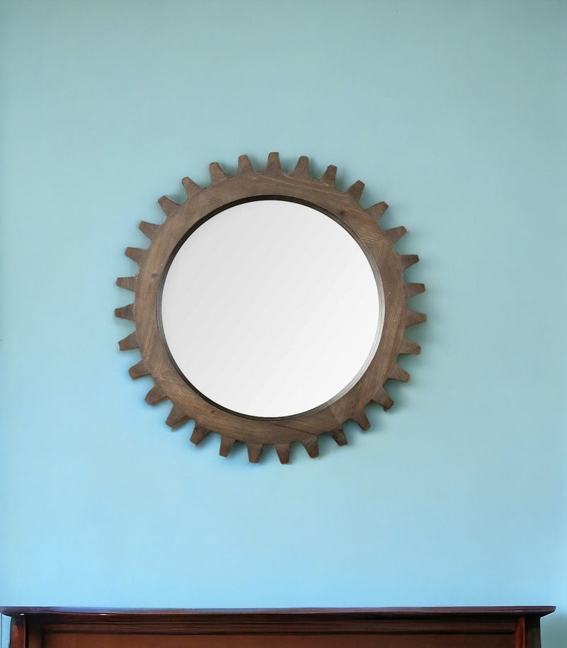 26" Abstract Framed Accent Mirror - Dark Brown