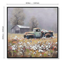 Load image into Gallery viewer, Old Truck Canvas Wall Art, Old Barn Pictures Wall Art - White / Vintage
