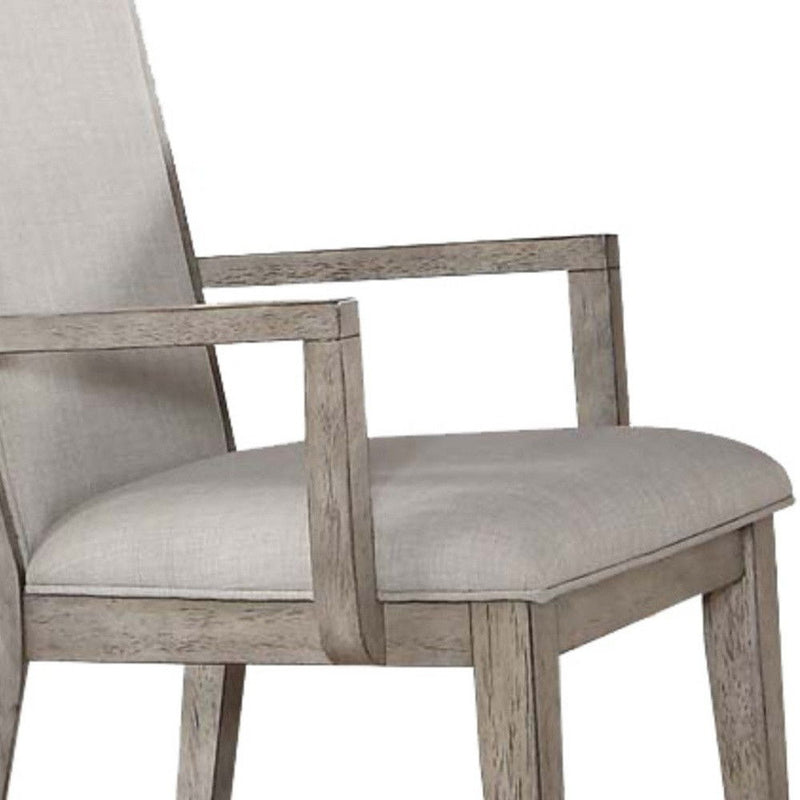 Fabric And Solid Wood Dining Arm Chairs (Set of 2) - Gray