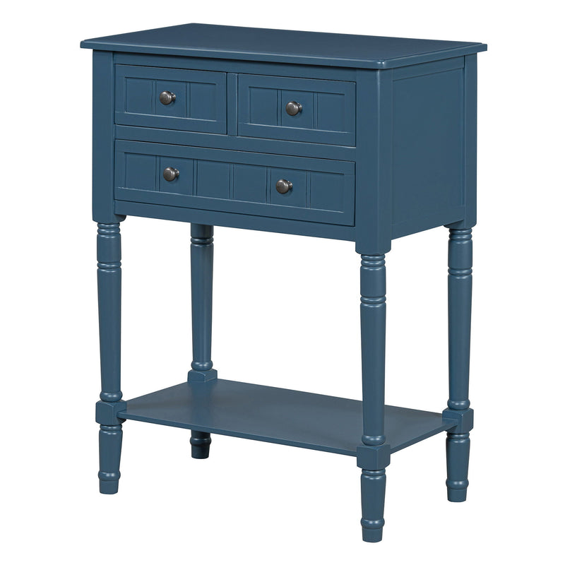 Console Table With Shelf Three Drawers - Navy Blue