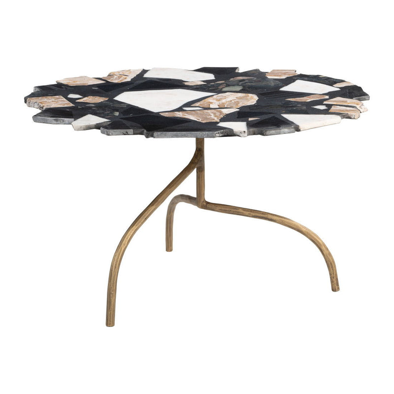 Terrazzo Iron Free Form Pedestal Coffee Table - Black / Gold