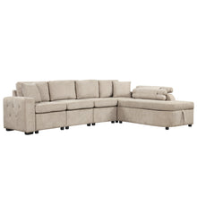 Load image into Gallery viewer, 109.8&quot;L-shaped Couch Sectional Sofa with Storage Chaise,Cup Holder and USB Ports for Living Room, Beige
