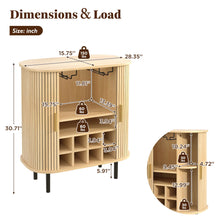 Load image into Gallery viewer, Fluted Wine Bar Cabinet With 8 Grid Wine Rack, 5 Level Adjustable Shelves, 2 Glass Holders
