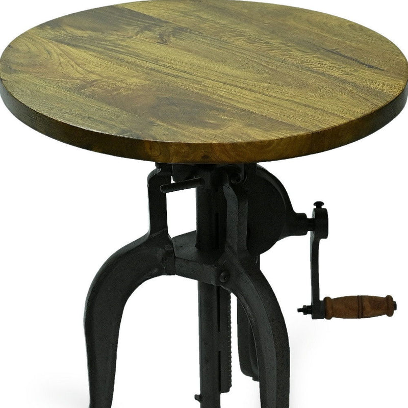 Solid Wood Round End Table - Industrial And Oak