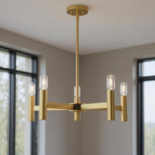 Load image into Gallery viewer, 19'' Five Light Dimmable Chandelier With Shades - Brass
