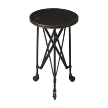 Load image into Gallery viewer, Industrial Rolling Round End Table - Black
