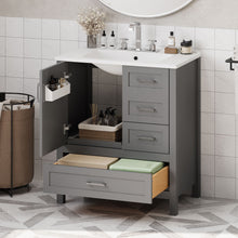 Load image into Gallery viewer, Modern Bathroom Vanity With Ceramic Sink, Solid Frame And Storage Solutions
