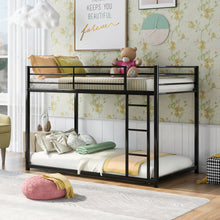 Load image into Gallery viewer, Twin over Twin Metal Bunk Bed, Low Bunk Bed with Ladder, Black(OLD SKU:WF282465AAB)
