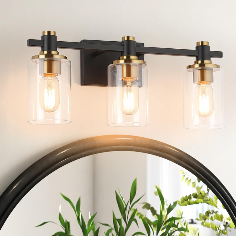 8" Glass Armed Sconce - Black / Clear