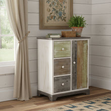 Load image into Gallery viewer, Rustic Wood End Table With Three Drawers - White And Black
