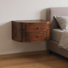 Load image into Gallery viewer, 18" Solid Wood Round Two Drawer Floating Nightstand - Brown
