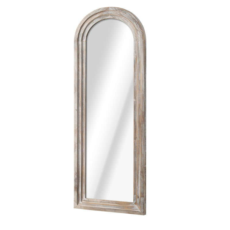 64" Solid Wood Arch Freestanding Framed Full Length Mirror - White