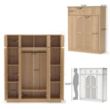 Load image into Gallery viewer, 8 Door Armoire Wardrobe With Adjustable Shelves And Hanging Rod
