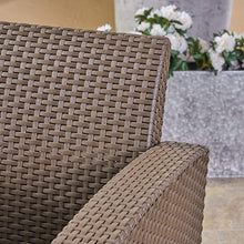 Load image into Gallery viewer, Outdoor Brown Faux Wicker Club Chairs with Mixed Beige Water Resistant Cushions
