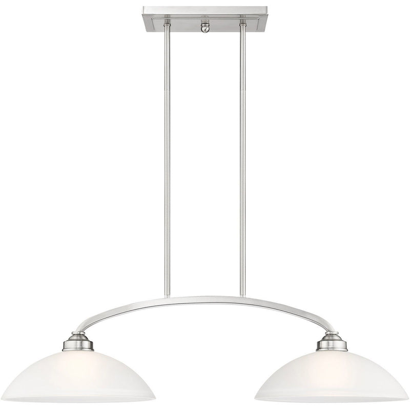 10" Two Light Dimmable Chandelier With Shades - Nickel