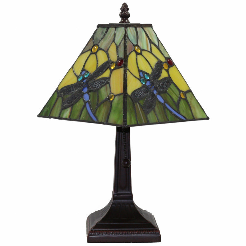 15" Metal Candlestick Table Lamp With Green Empire Shade - Dark Brown