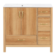 Load image into Gallery viewer, 36&quot; Bathroom Vanity, 2 Soft Close Doors, 4 Soft Close Drawers, Adjustable Shelf, Storage Cabinet - Acacia Wood
