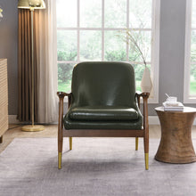 Load image into Gallery viewer, Mid - Century Accent Chair With Cushioned Seat, Brass Tipped Legs
