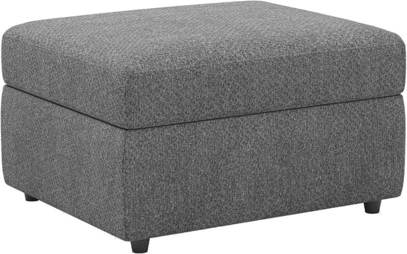 30" Chenille Storage Ottoman - Light Gray / Black