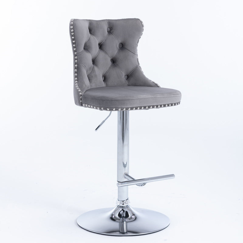 Swivel Barstools Adjusatble Seat Height From 25-33", Modern Upholstered Base Bar Stools With Backs Comfortable Tufted For Home Pub And Kitchen Island (Set of 2)