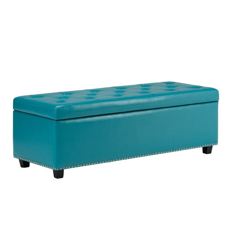 48" Upholstery Storage Ottoman - Dark Brown / Blue