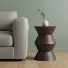 Load image into Gallery viewer, Solid Wood Round Block End Table - Dark Brown
