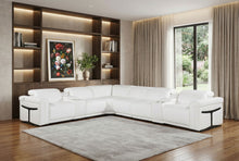 Load image into Gallery viewer, Italian Leather Modular L Shaped Eight Piece Corner Sectional With Console - White
