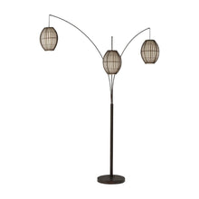 Load image into Gallery viewer, Three Light Tree Floor Lamp With Off-White Solid Color Cage Shade - Black / Bronze
