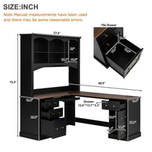 Load image into Gallery viewer, Space Saving L-Shaped Computer Desk With Keyboard Tray &amp; Charging Stations
