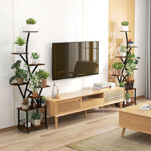 Load image into Gallery viewer, Plant Stand Indoor With Grow Light, 8 Tiered Tall Indoor Plant Shelves For Multiple Plants - Walnut / Black
