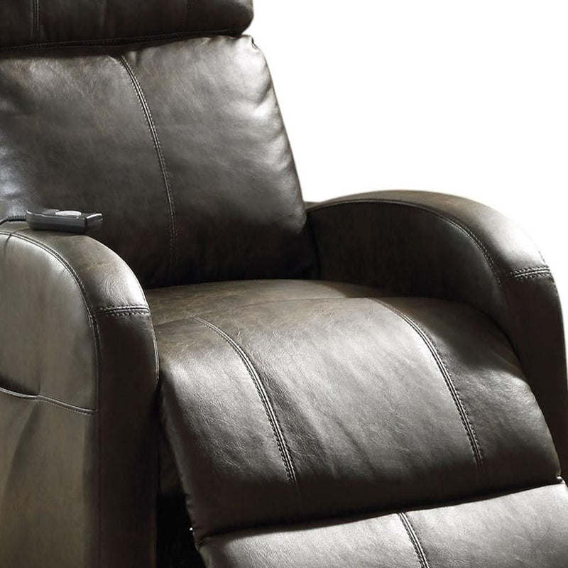 Tufted Faux Leather Faux Leather Power Lift AssiStand Recliner - Gray