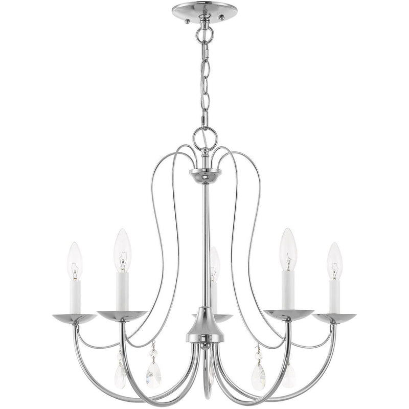 Five Light Dimmable Chandelier With Shades - Silver