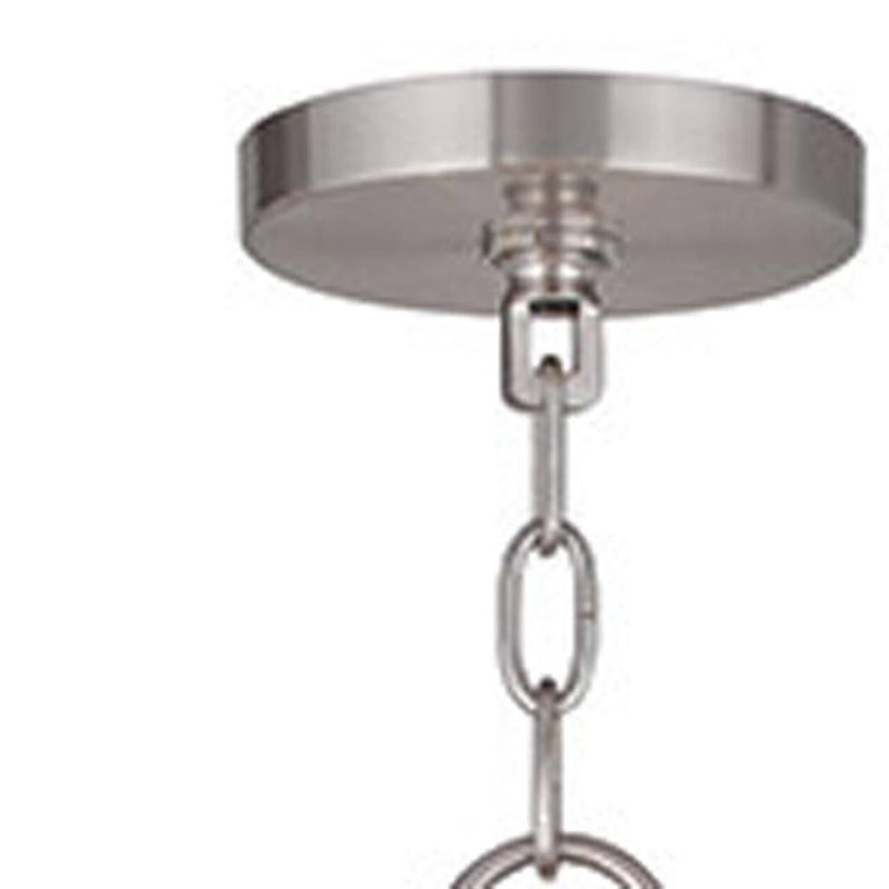 33" Eight Light Metal Dimmable Chandelier With Shades - Nickel / Clear
