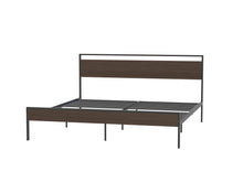 Load image into Gallery viewer, Ceres Metal Bed, Black with Walnut wood Headboard&amp;Footboard, King
