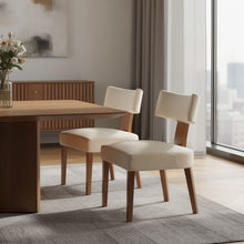 Load image into Gallery viewer, Linen Solid Wood Dining Side Chairs (Set of 2) - Beige / Brown
