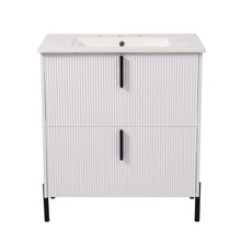 Load image into Gallery viewer, Bathroom Vanity With Ceramic Sink, Fluted Design
