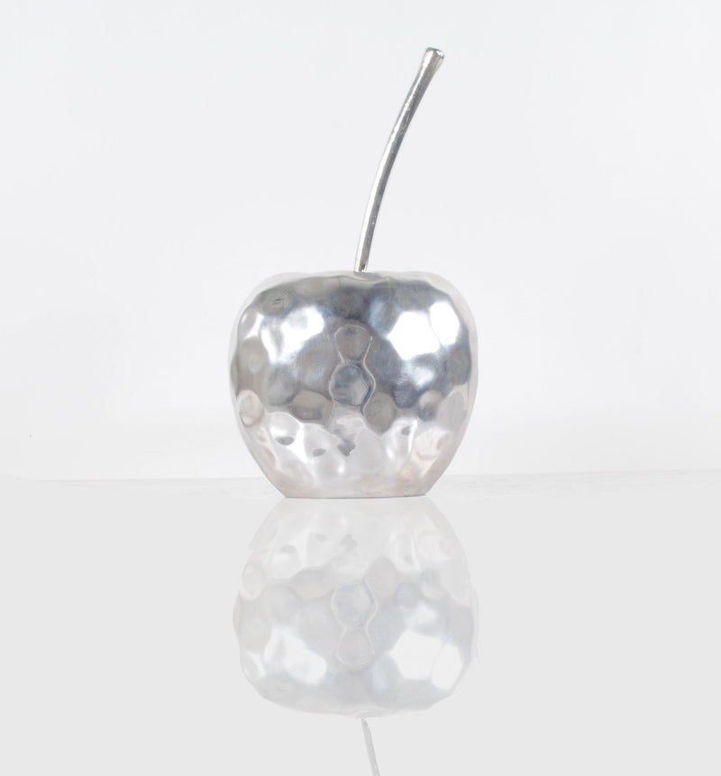 Delicious Hammered Finish Apple Statue - Silver