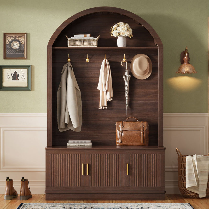 Arched Top Hall Tree With 5 Hooks