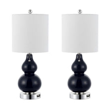 Load image into Gallery viewer, 22" Gourd Table Lamps With Drum Shades (Set of 2) - Silver
